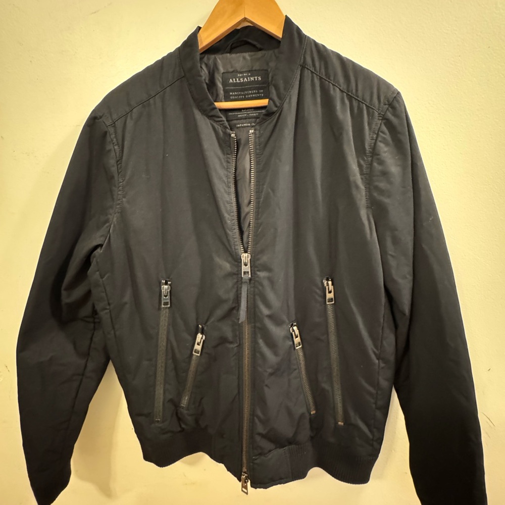 All Saints Black Men's Bomber Jacket Large